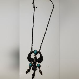 Elegant Black and Turquoise Pendant Necklace